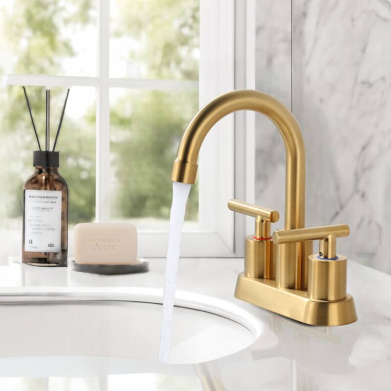 WOWOW 4 in. Centerset Double Handle High Arc Bathroom Faucet