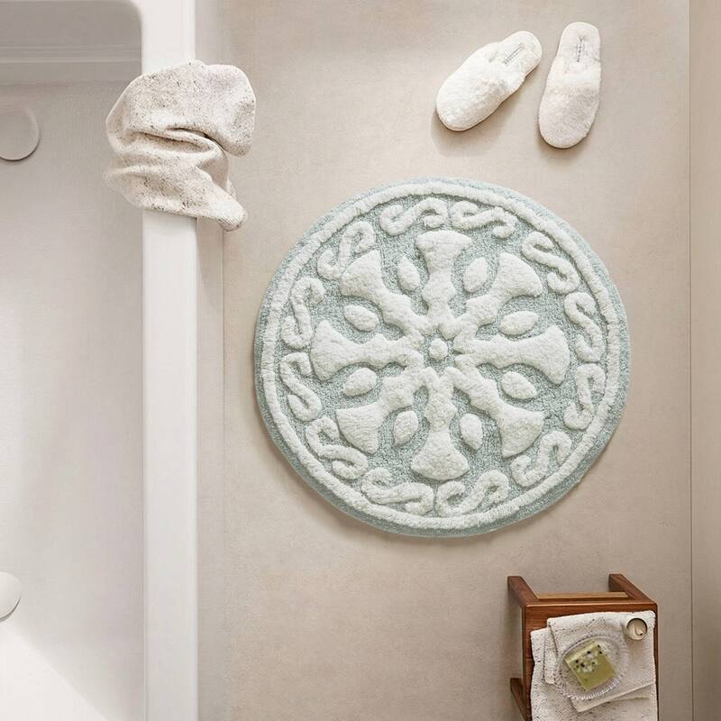 Madison Park Casablanca Medallion Cotton Tufted Bath Rug - 25" round - Sage