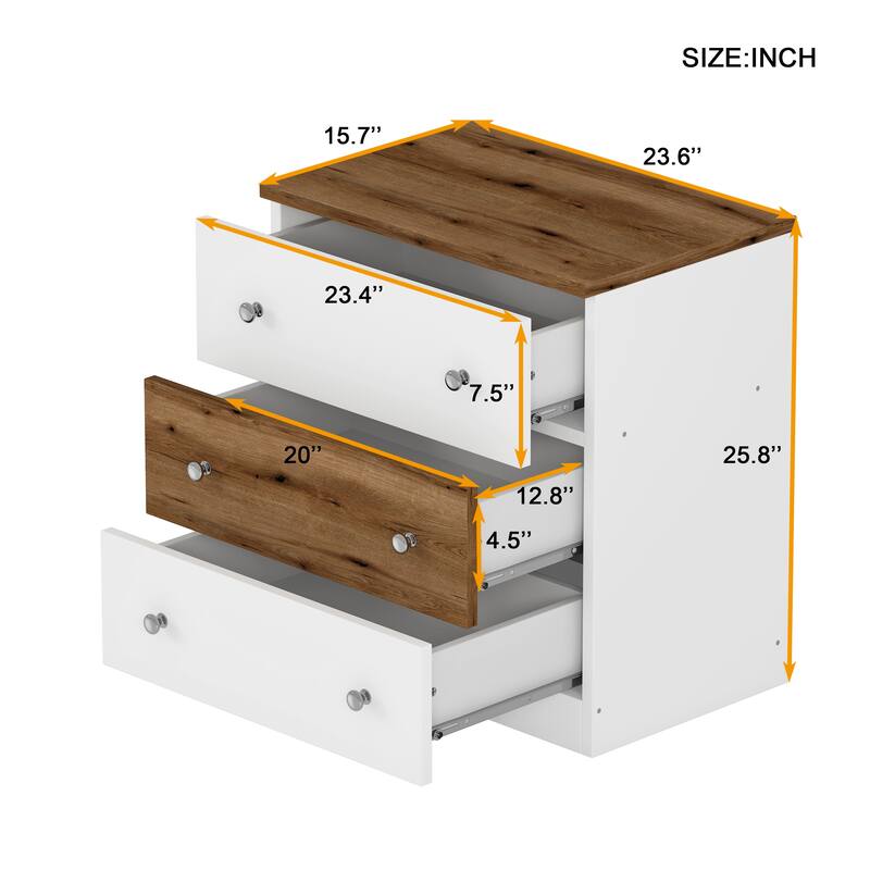 3-Drawer Wooden Nightstand