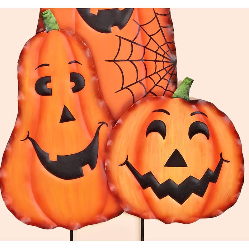 30" Metal Halloween Figure Garden Stake, Pumpkin