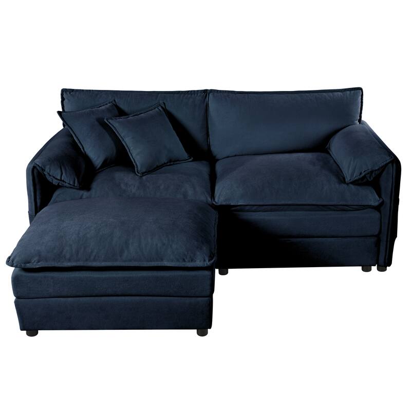 75.59" Chenille Modular Sectional Sofa with Ottoman,Deep Seat and 800lb Capacity