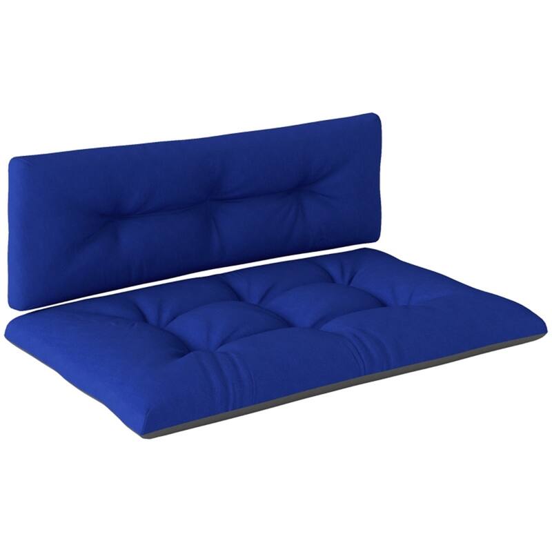 Two Piece Outdoor Indoor Bench Cushion Set Seat and Back 47 Inch Polyester Tufted Cushions - 47.2" L x 30.3" W x 3.9" H - Blue