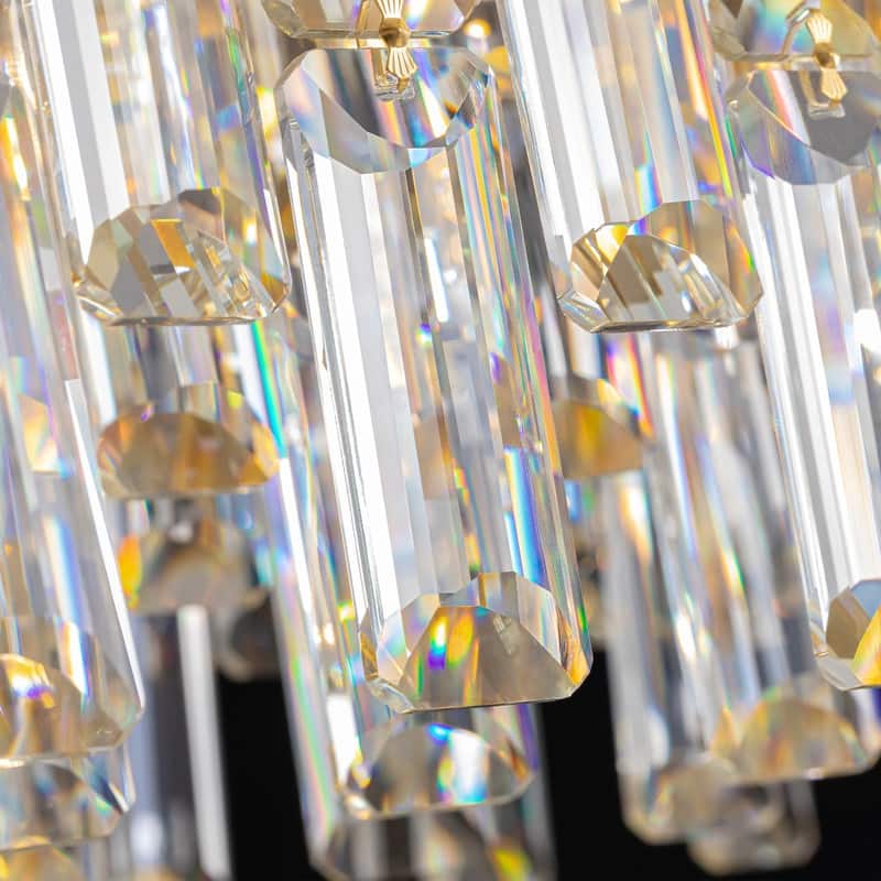 23.6 in. Chrome Crystal Chandelier Round Modern Chandelier Luxury Pendant Ceiling Light Fixture for Dining Room Living Room
