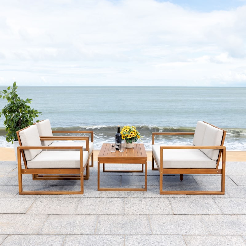 SAFAVIEH Outdoor Jalynn 4-Piece Outdoor Set - 31W x 30D x 50H