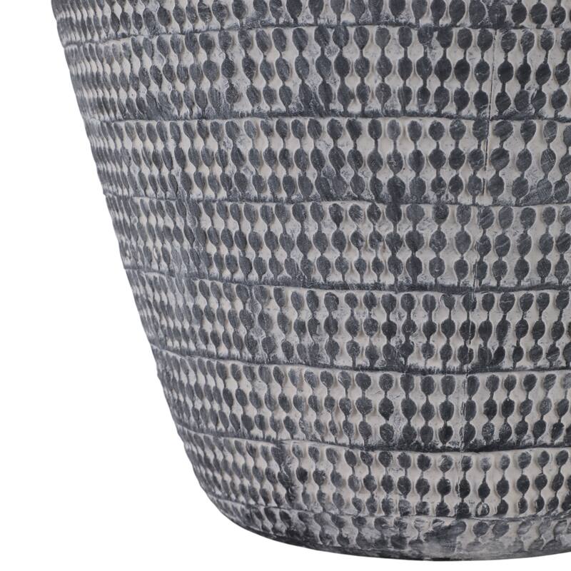Ceramic Vase Textured Wide-Opening for Modern Decor - 16" Black