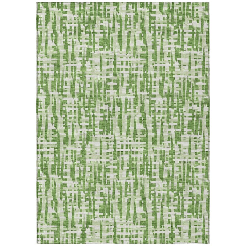 Machine Washable Indoor/ Outdoor Modern Crosshatch Chantille Rug