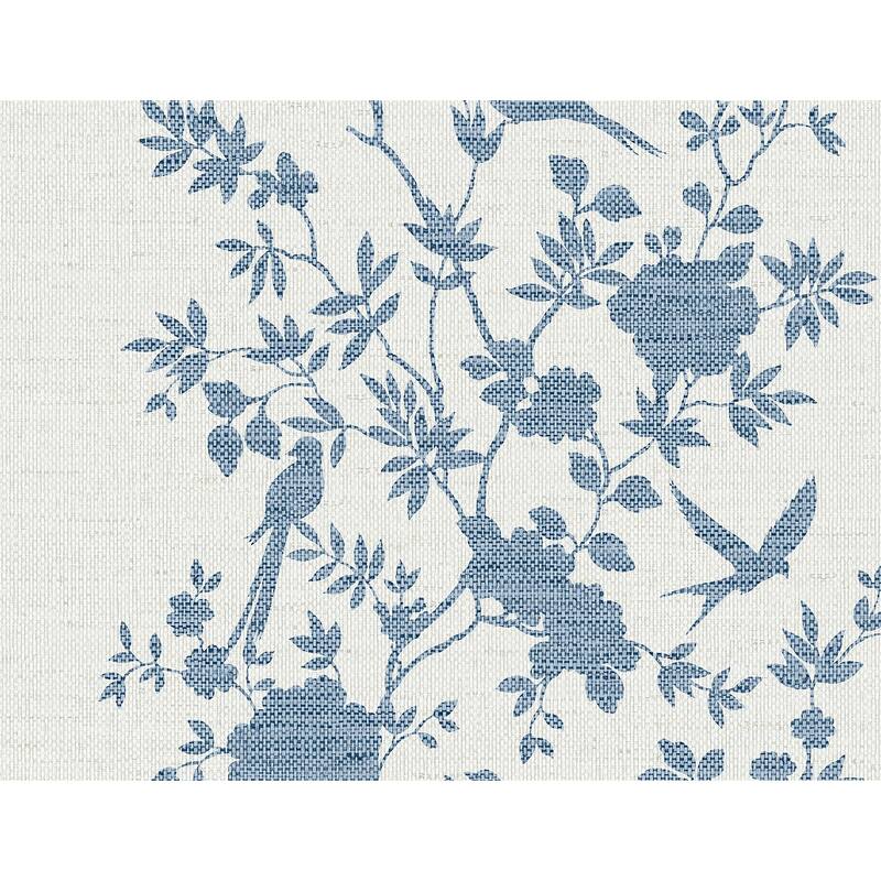 Lillian August Aloha Bird Trail Embossed Vinyl Unpasted Wallpaper - 27 in. W x 27 ft. L - Lapis