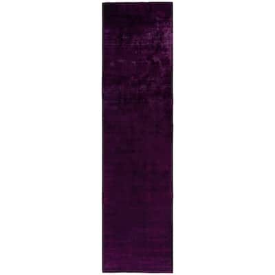 Overdyed One-of-a-Kind Hand-Knotted Area Rug - Purple - 3' 2" x 12' 5"