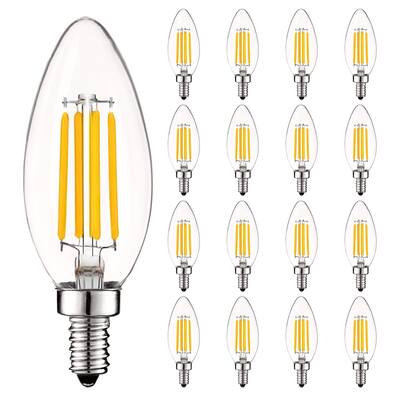 Luxrite Vintage Candelabra LED Bulb 60W Equivalent 550lm 4000K Cool White 5W Dimmable UL Listed E12 Base (16 Pack)