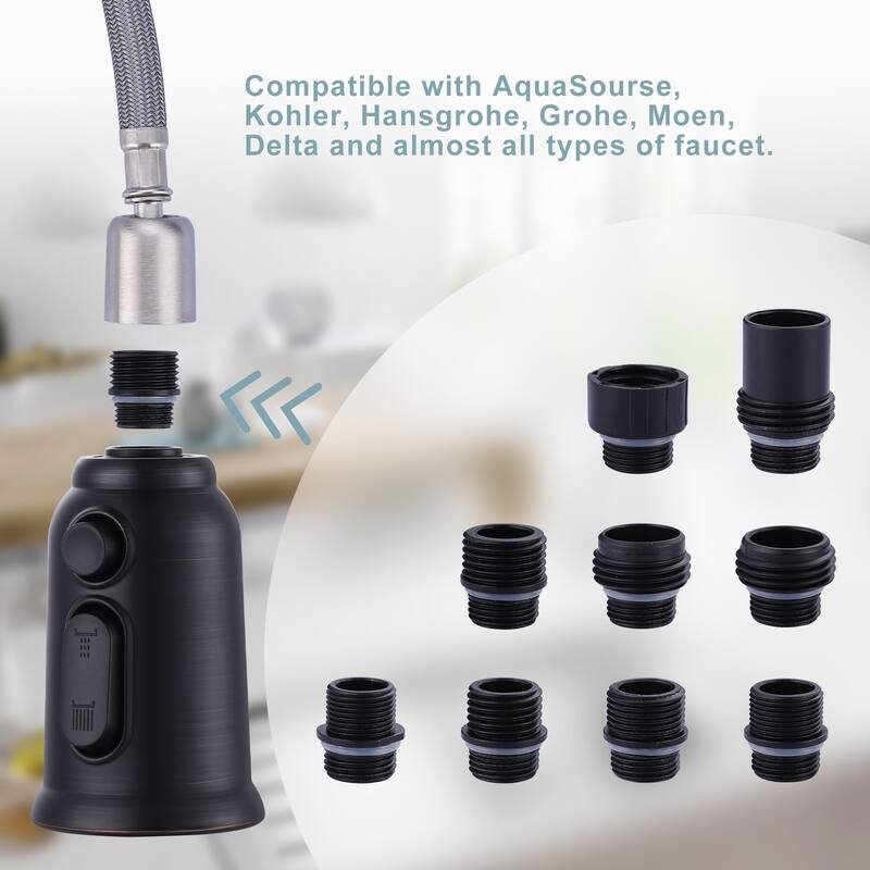 Pull Down Kitchen Faucet Head Replacement with 9 Adapter Kit