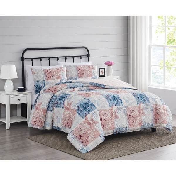 slide 2 of 4, Cannon Textured Lotte Patchwork Duvet Cover Set Full - Queen - 3 Piece