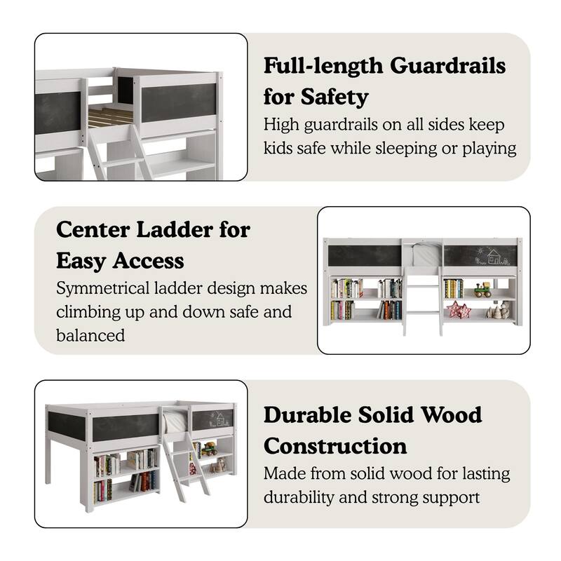 CraftPorch Modern Twin Loft Bed with Storage Rack
