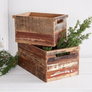 Handcrafted with Reclaimed Cedar Shallow Wooden Crate 