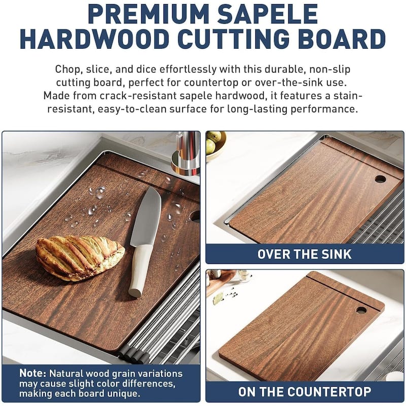 23"X18"X10" Undermount Kitchen Sink with Built-in Accessories for Kitchen Countertop Installation