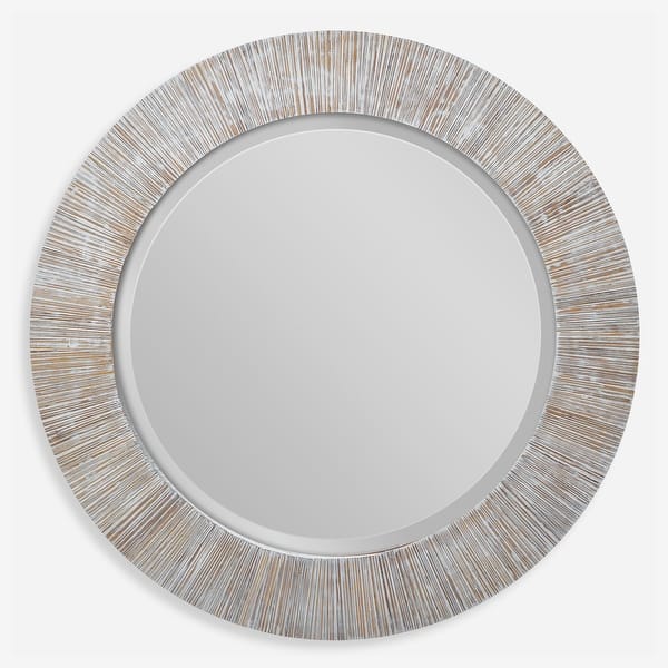 slide 2 of 6, Uttermost Repose Whitewash Round Mirror - 36"W x 36"H x 1.3"D