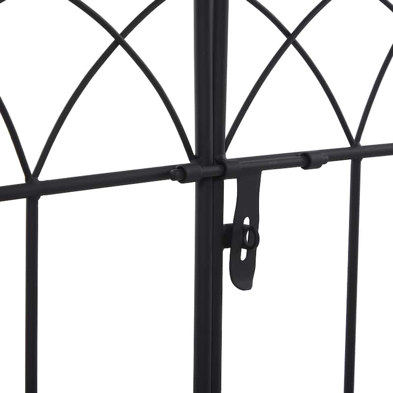 Metal Indoor Outdoor Arched Gate Garden Arbor with Lattice Work Sides - Black or White - Roche River Decor