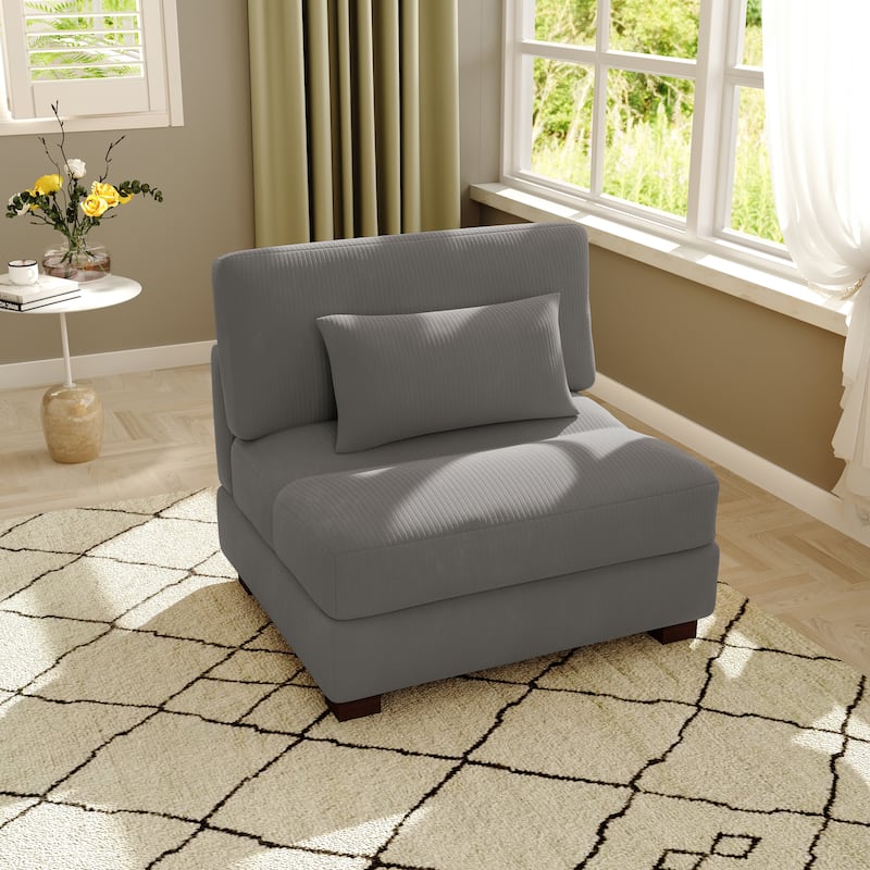 Modern Corduroy Modular Couch Sectional Sofa With Pillows