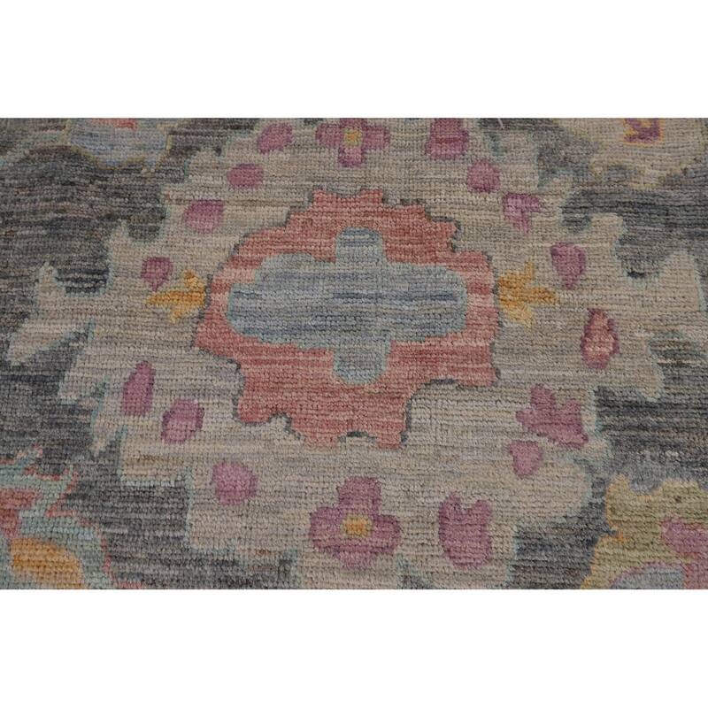 All-Over Gray Oushak Vegetable Dye Large Area Rug Handmade Wool Carpet - 10'1"x 13'8"