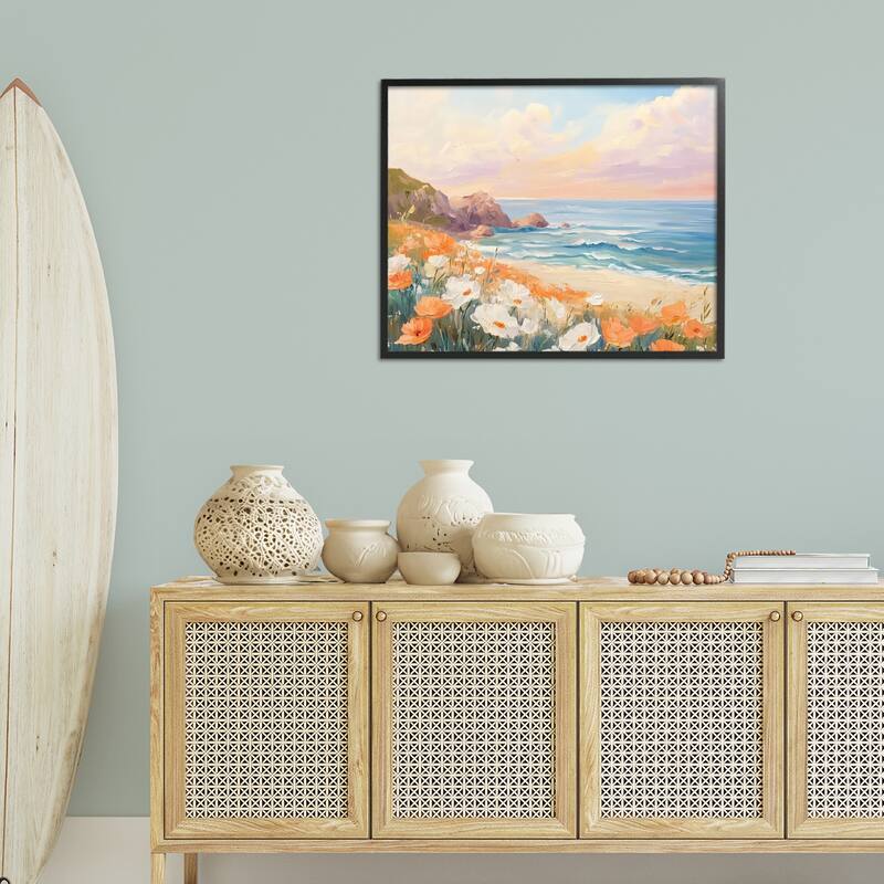 Stupell Poppies by Beach Bay Framed Giclee Art Design By Arlington Prints