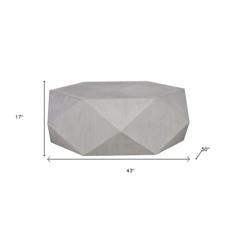 HomeRoots 50" Gray Wood Hexagon Distressed Block Coffee Table - 50.00 in. x 17.00 in. x 43.00 in.
