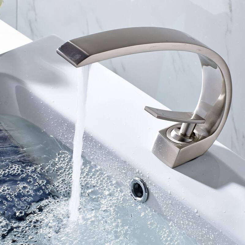 Nickel Single Hole Arch Bathroom Sink Vessel Faucet - Nickel