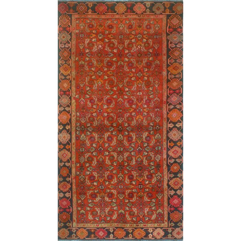 Fine Vintage Distressed Houri Rust/Black Rug - 4'11" x 9'2"