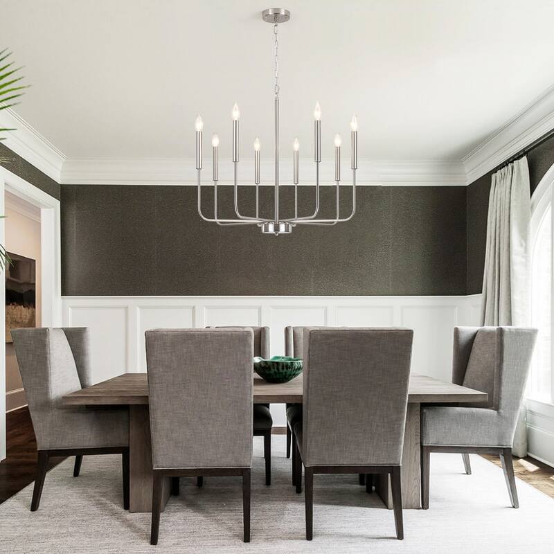 8-Light Modern Farmhouse Candle Chandelier for Kitchen Island Living Dining Room Bedroom