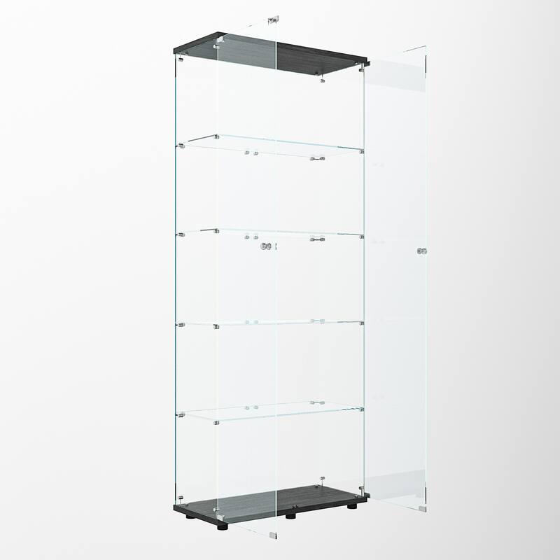 Tempered glass display cabinet with paipai lights,with locks, with adjustable feet,suitable for uneven,living room
