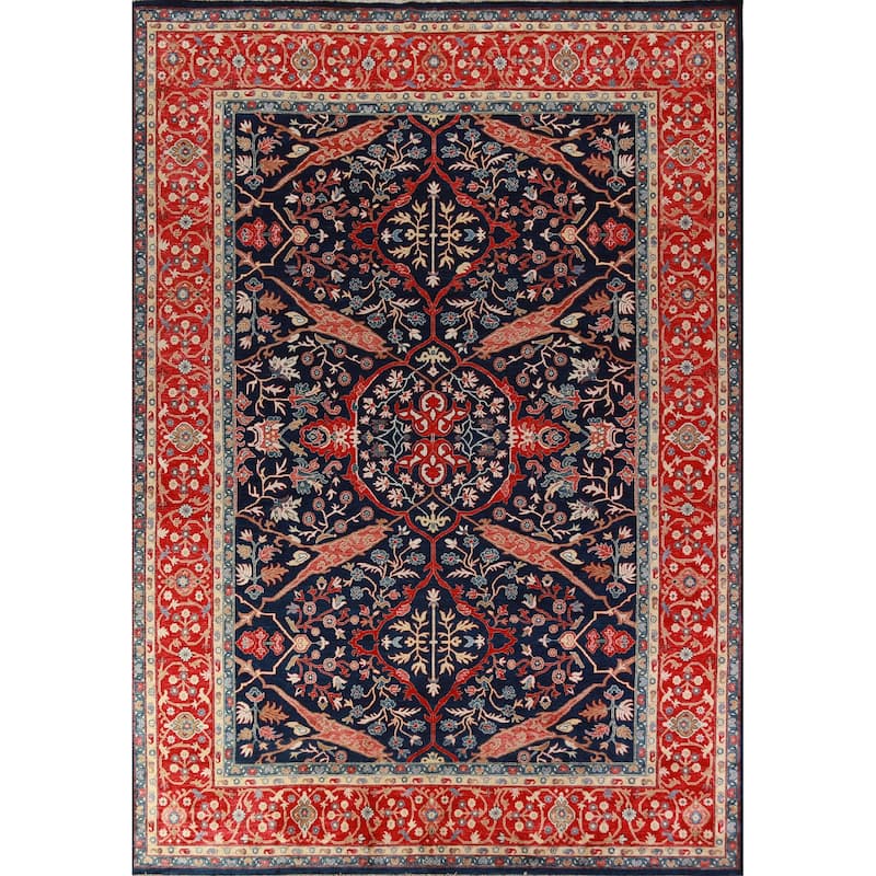 Vegetable Dye Blue Ziegler Oriental Area Rug Handmade Wool Carpet - 9'2"x 12'0"