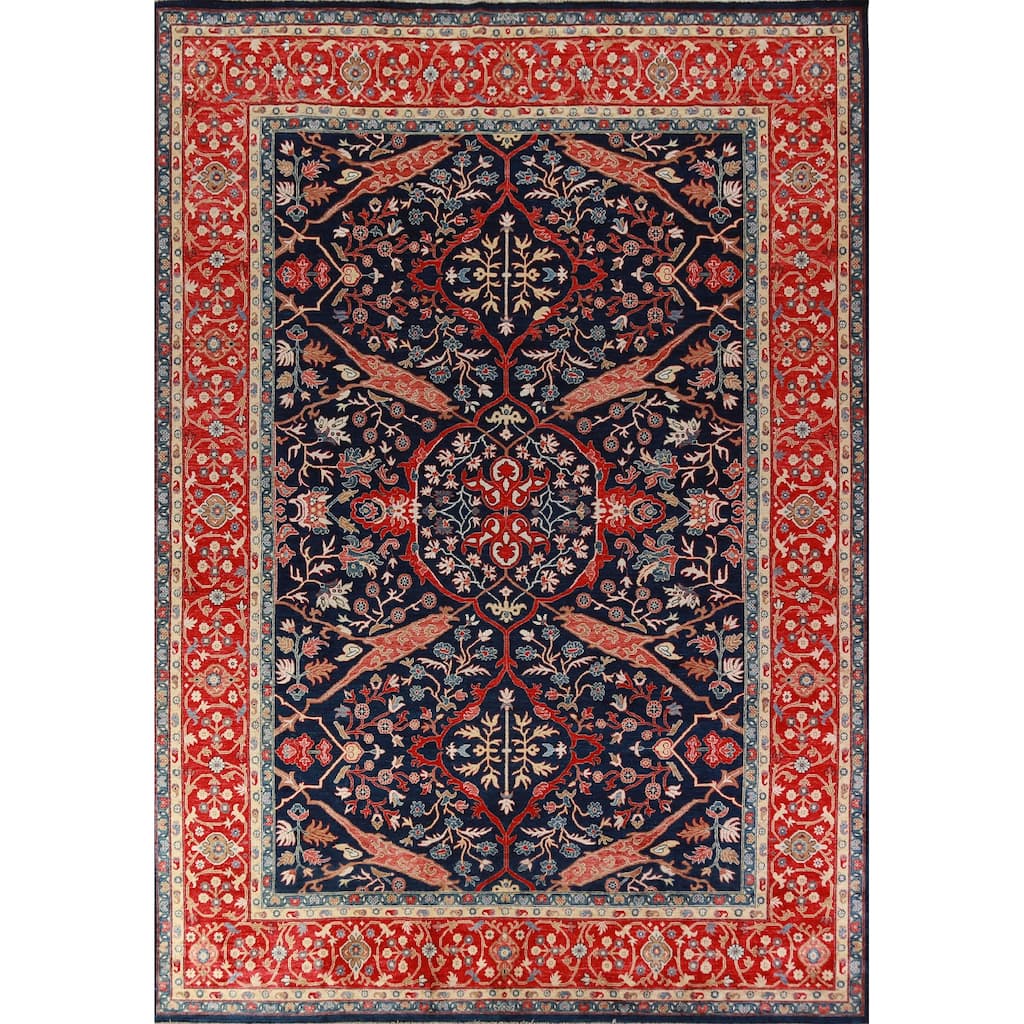 Vegetable Dye Blue Ziegler Oriental Area Rug Handmade Wool Carpet - 9'2"x 12'0"