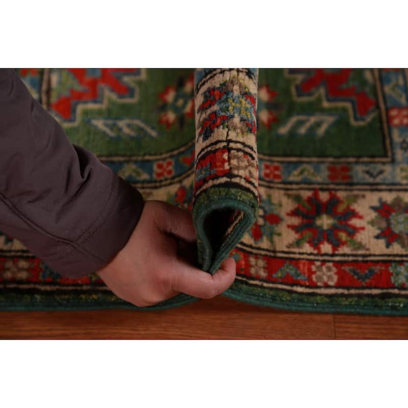 Green Kazak Oriental Foyer Rug Accent Handmade Wool Carpet - 2'0"x 3'0"