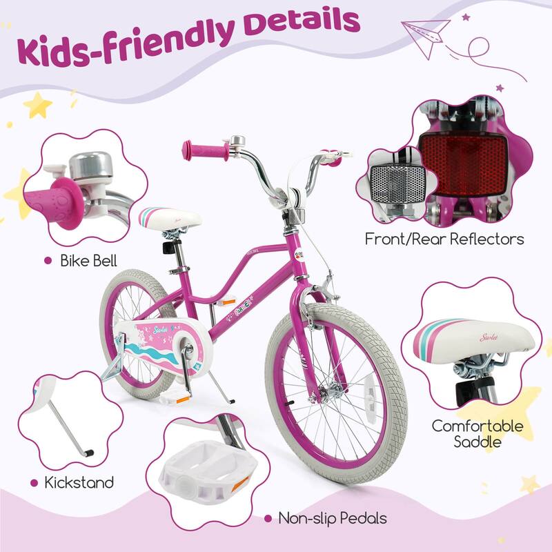 Costway 12”/14”/16”/18” Kids Bicycle with Dual Brake System Adjustable