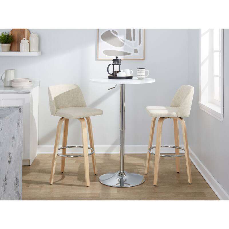 Carson Carrington Vallberga 30" Fixed-Height Bar Stool with Natural Wood Base (Set of 2)