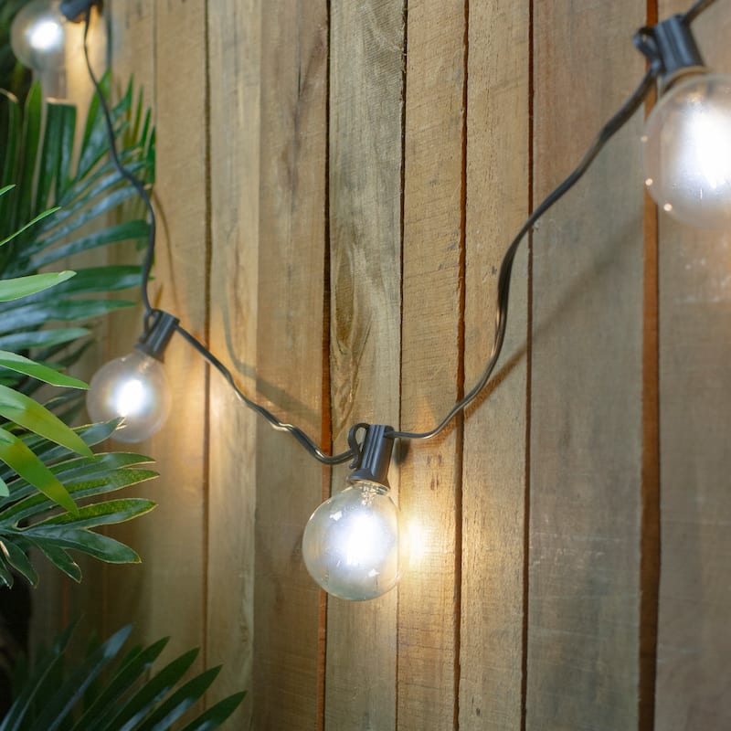 10ct Pure White LED G50 Globe Patio Lights, 10ft Black Wire