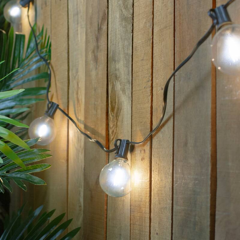 10ct Pure White LED G50 Globe Patio Lights 10ft Black Wire - 120"
