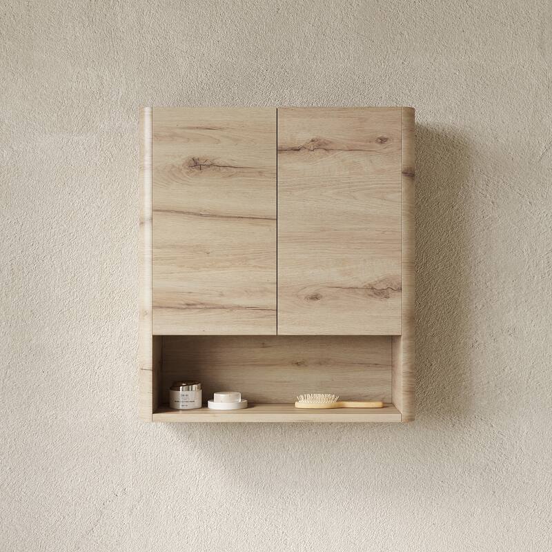 26" Wall-Mounted Bathroom Cabinet, with Doors, Shelf and Open Storage Compartment Over The Toilet Storage Cabinet for Bathroom
