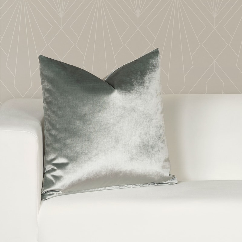 F Scott Fitzgerald 'Golden Hours' Washable Velvet Throw Pillow - 26" x 26" - Whispering Fog