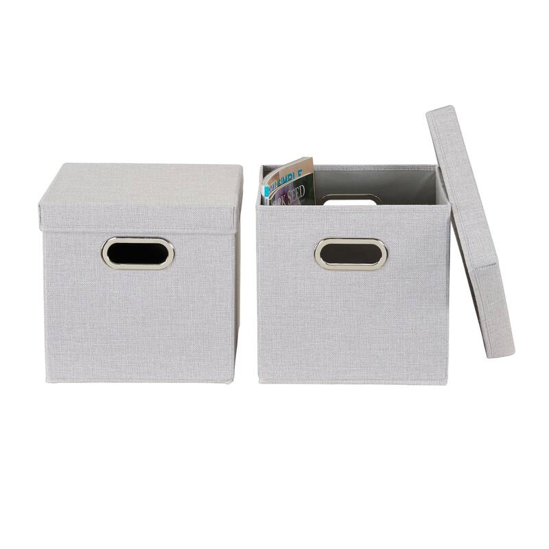 Household Essentials Storage Bins with Lids and Chromed Grommet Handles