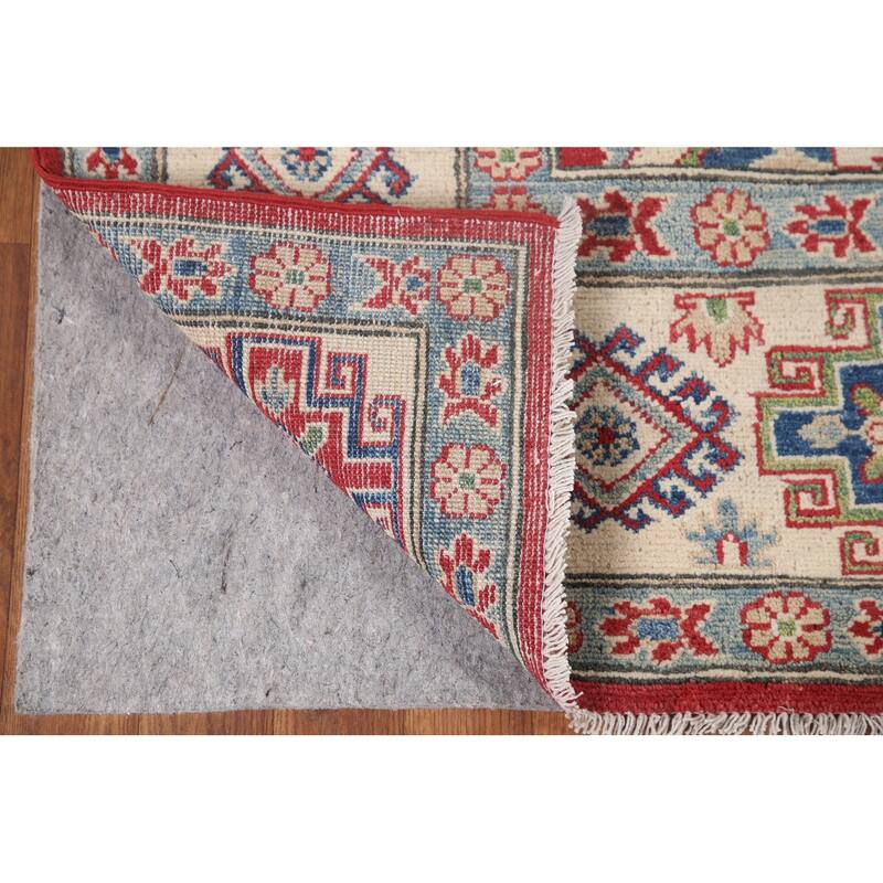 Hand Knotted Oriental 100% Wool Carpet Traditional Geometric Red Kazak Area Rug - 9' 9'' X 6' 7''