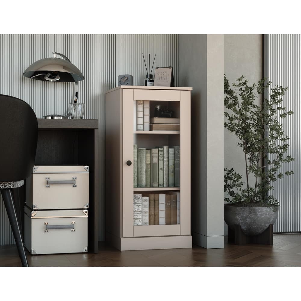 Palace Imports 100% Solid Wood 3-Shelf Bookcase with Clear Glass Door and Adjustable Shelves