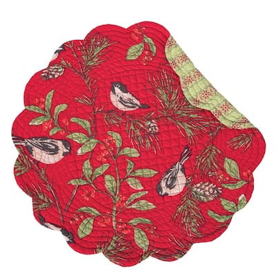Chickadee Red Round Placemat Set of 6
