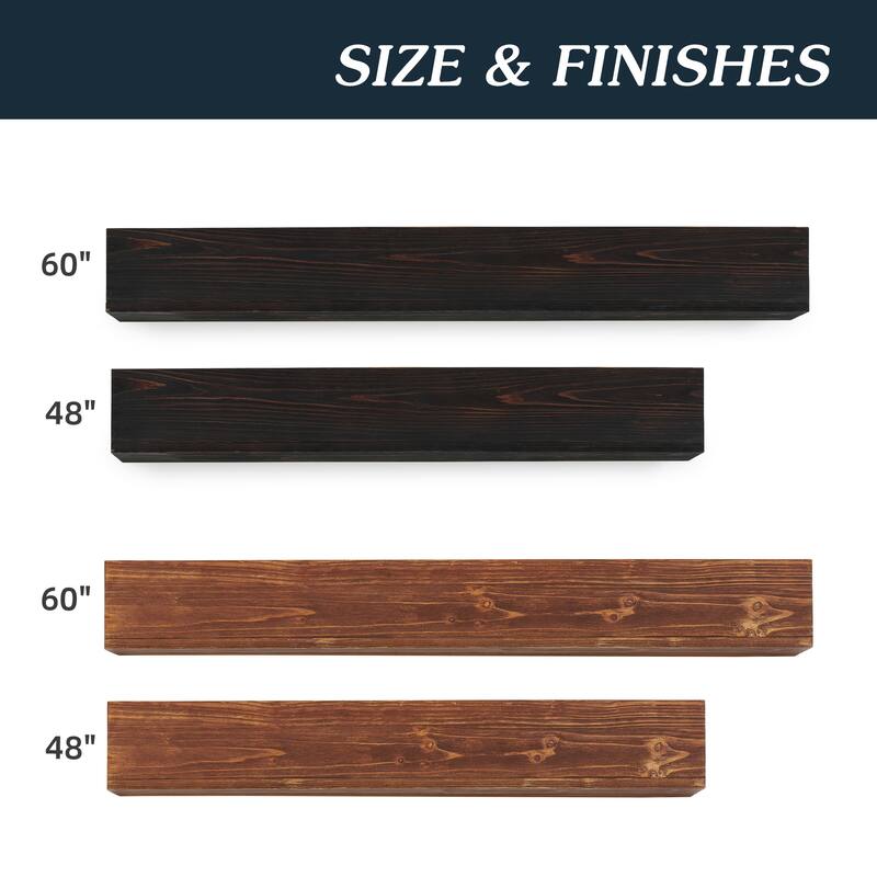 Home Decor Rustic Solid Wood Decorative Wall Shelf, Fireplace Mantel