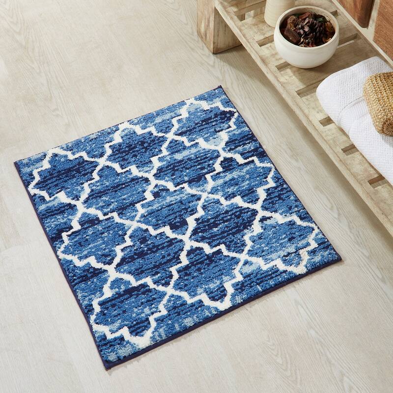 Better Trends Savio Collection Marrakesh Bathroom Rug - 100% Micro Polyester with Gel Foam Backing, Machine Washable Bath Mat
