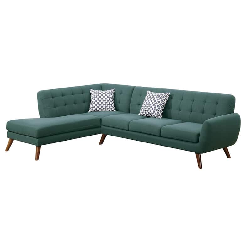 Polyfiber 2 Pieces Sectional With 2 Pillows In Blue