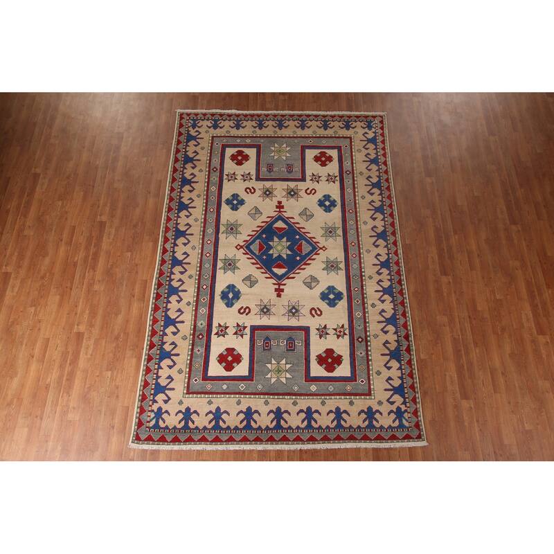 Kazak Area Rug Handmade Wool Carpet - 6'8" x 10'1"