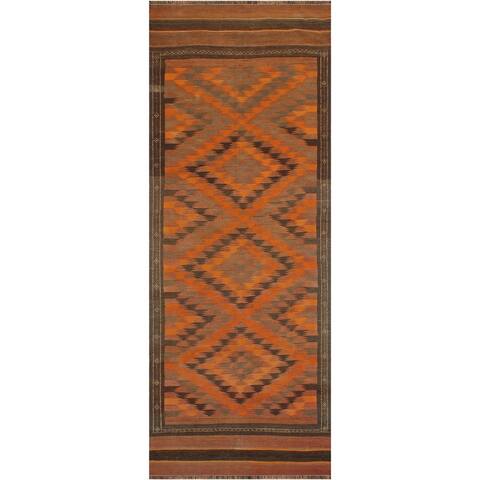 Antique Turkish Tribal Kilim Carmelo Hand-Woven Area Rug - 4'1" x 11'6"