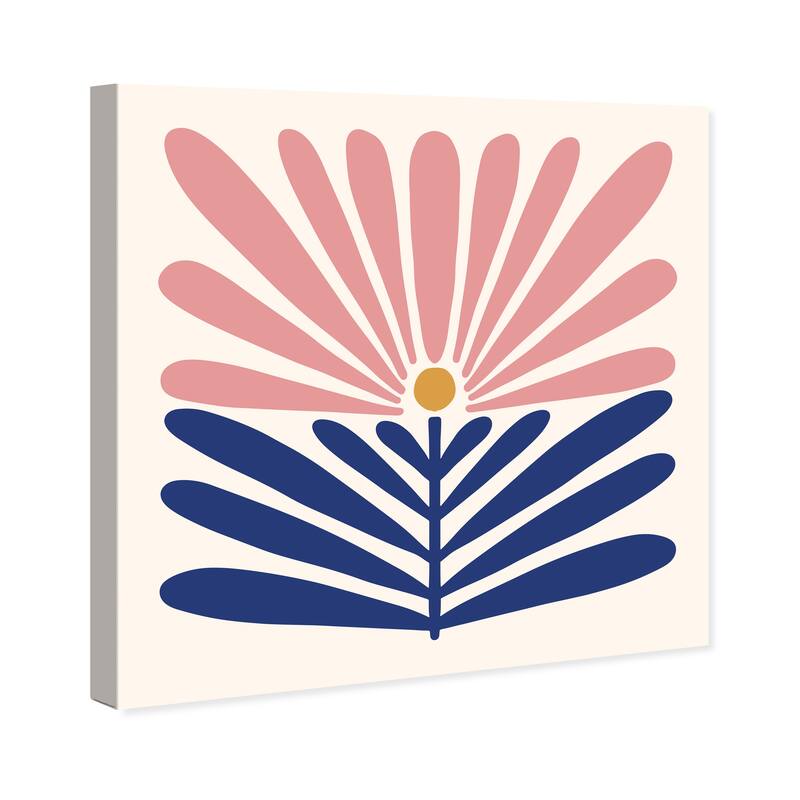 Wynwood Studio Canvas Floral and Botanical Half Half Plant Pink and Rose Pink Modern & Contemporary Wall Art Canvas Print