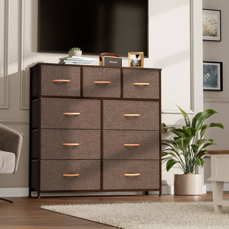 Home Extra Wide Closet Dresser Storage Tower Organizer Unit 9 Drawers