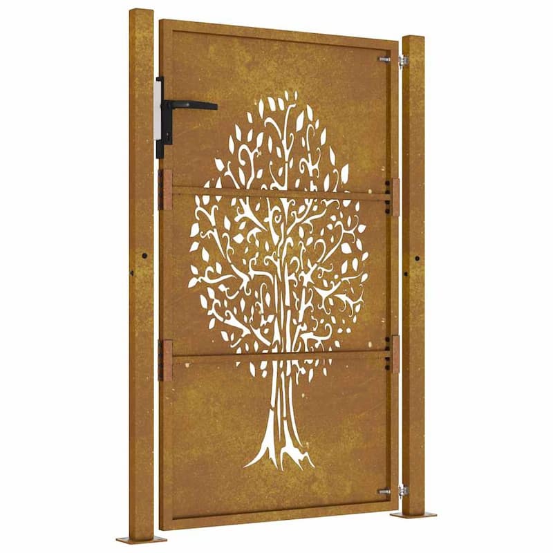 vidaXL Garden Gate Corten Steel Tree Design
