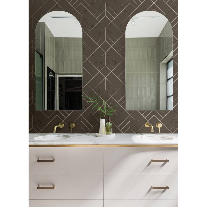 A-Street Prints Sander Chocolate Geometric Wallpaper